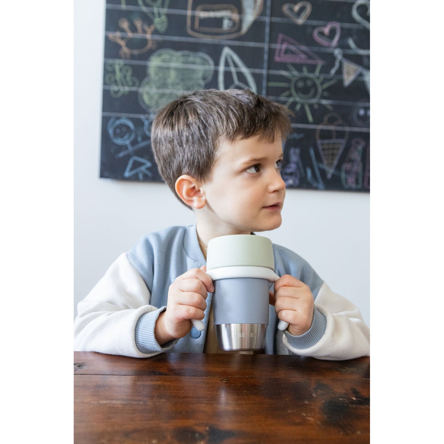 Beaba Click & Drink 360 Stainless Steel Learning Cup 240ml - Pebble
