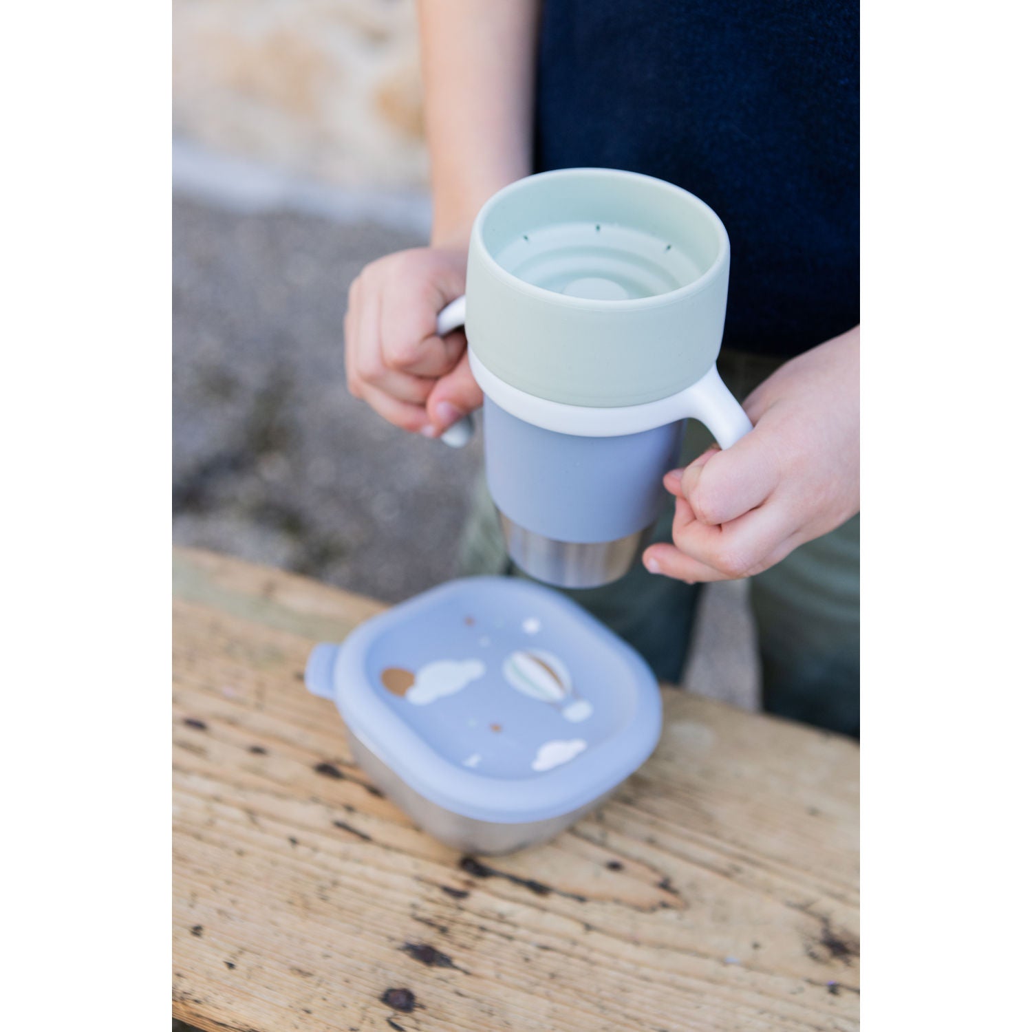 Beaba Click & Drink 360 Stainless Steel Learning Cup 240ml - Pebble