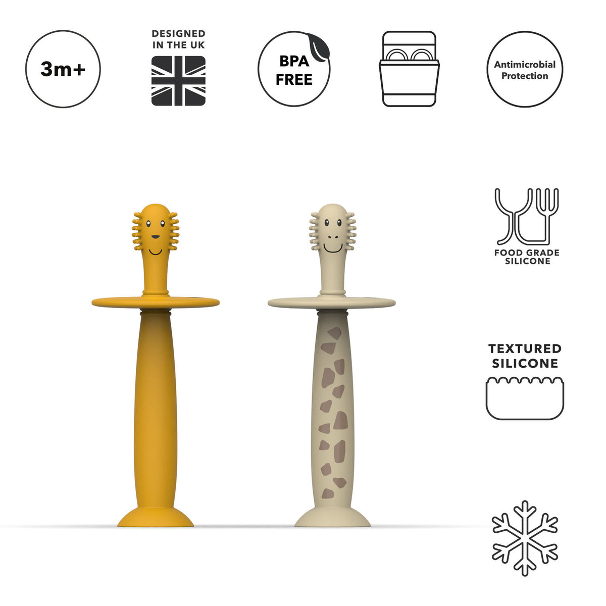 Matchstick Monkey Toothbrush With Stopper - Lion & Giraffe