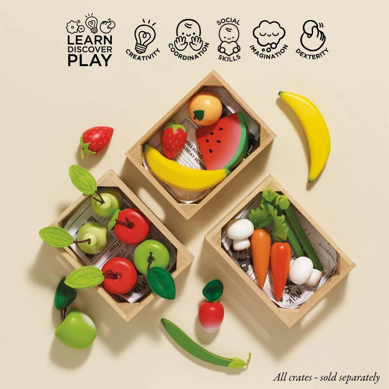 Le Toy Van Wooden Market Crate - Orchard Fruits