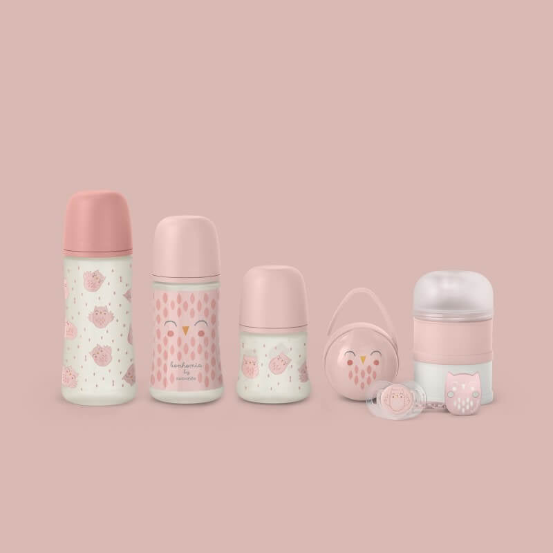 Suavinex Welcome Baby Gift Set 7 Pieces - Bonhomia Owl Pink