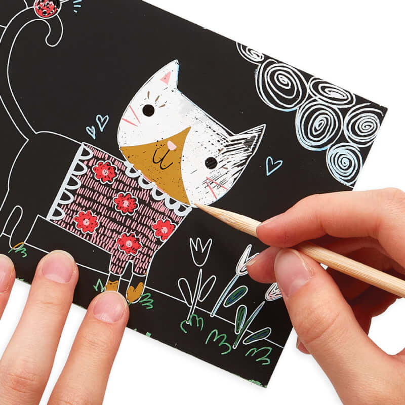 Ooly Mini Kit Scratch & Scribble - Cutie Cats (6 Sheets)