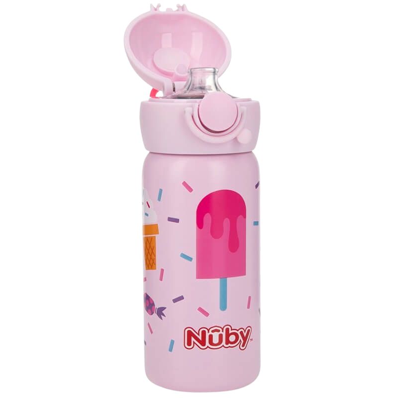 Nuby Stainless Steel Sport Bottle Spout with Push Button Cap 300ml