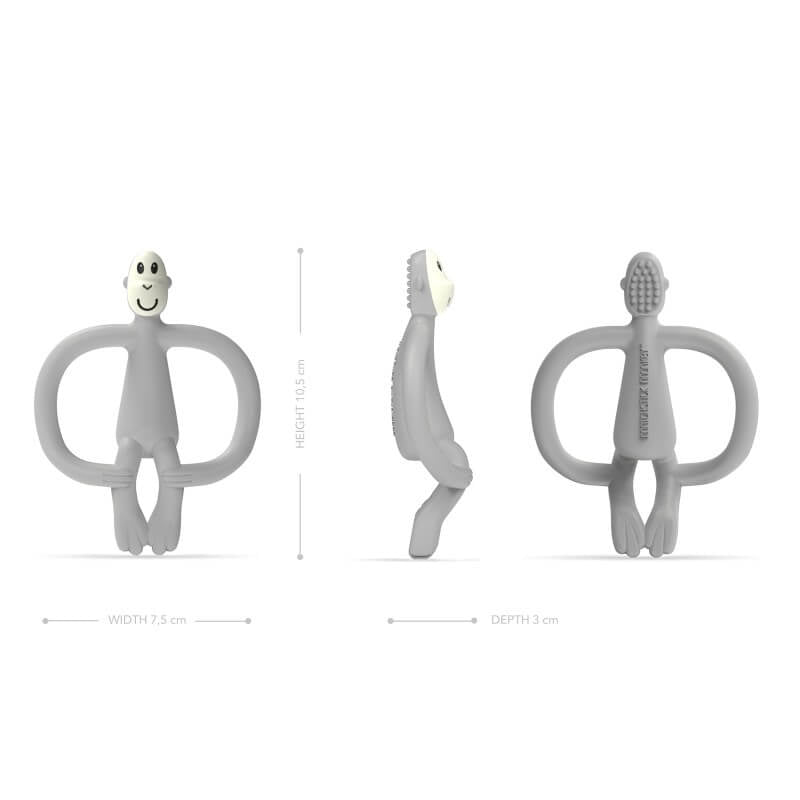 Matchstick Monkey Original Teething Toy & Gel Applicator - Cool Grey
