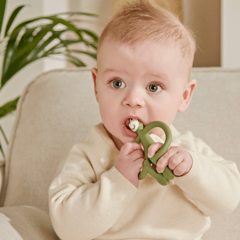Matchstick Monkey Original Teething Toy With Tail - Olive