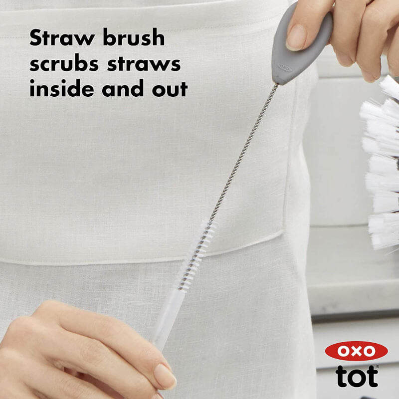OXO Tot Water Bottle & Straw Cup Cleaning Set - Grey