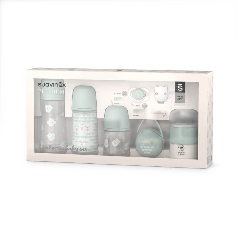 Suavinex Welcome Baby Gift Set 7 Pieces - Bonhomia Owl Green