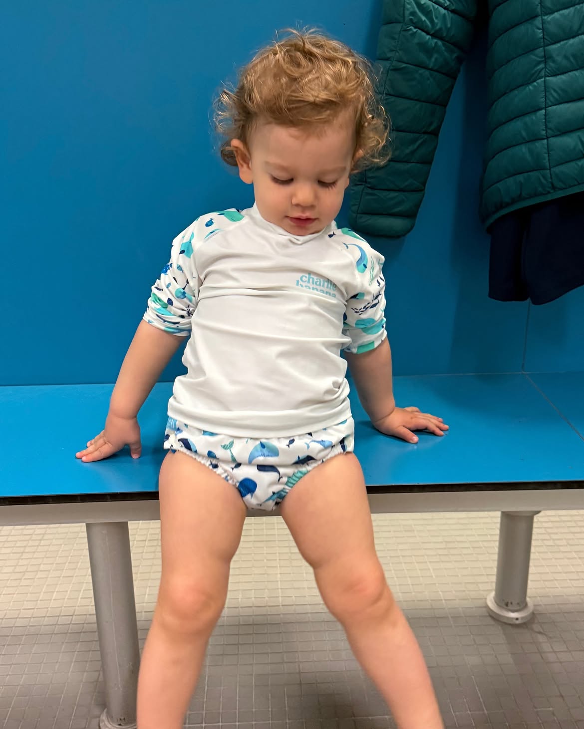 Charlie Banana Reusable Swim Diaper Snaps - The Whale on White