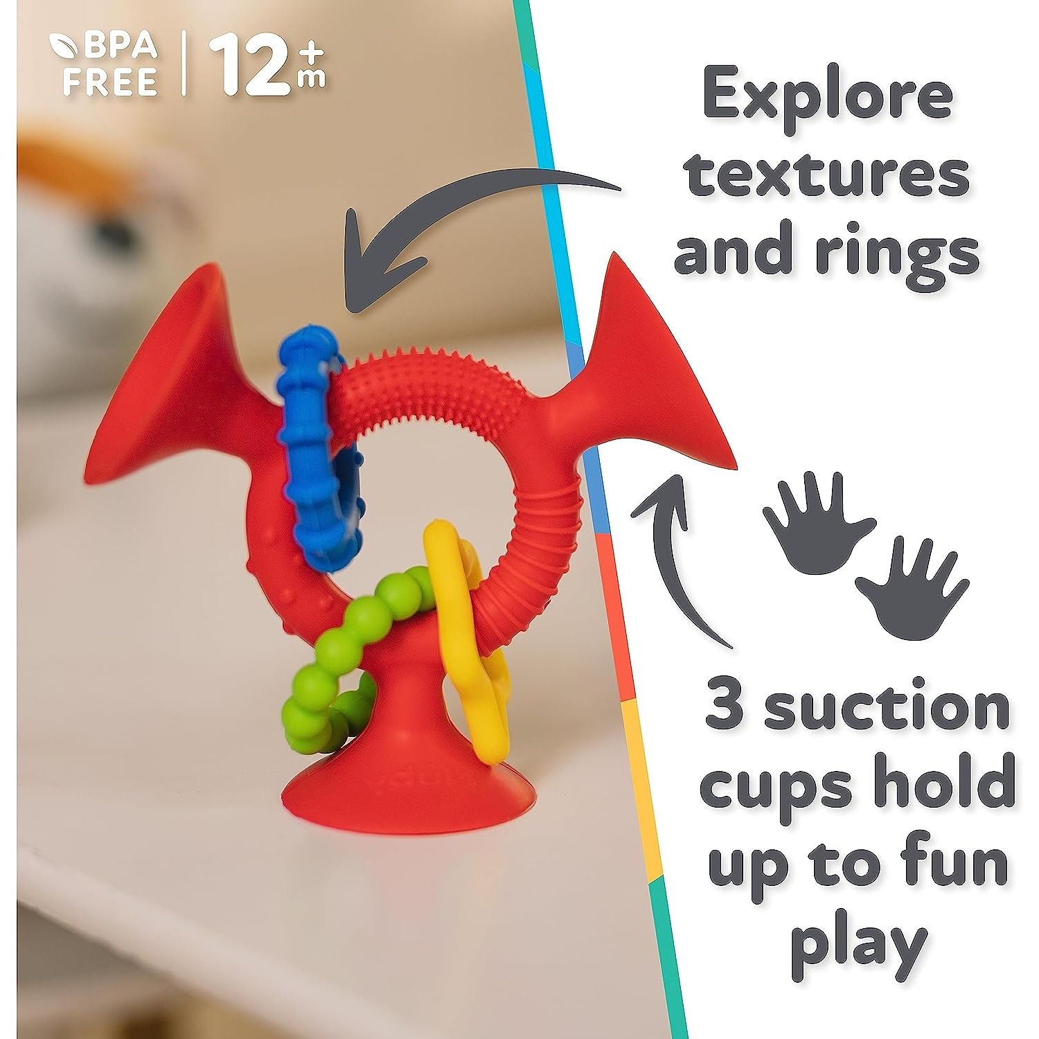 Nuby Silly Suction Three Prong Rings - Aqua