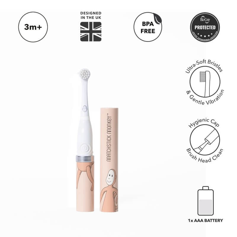 Matchstick Monkey Baby Sonic Toothbrush - Dusty Pink