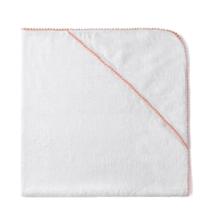 Malabar Baby Bamboo Pom Pom Hooded Towel - Peach