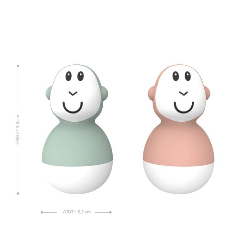 Matchstick Monkey Bathtime Wobblers - Mint Green & Dusty Pink