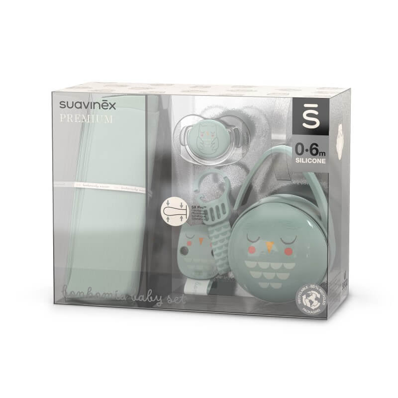 Suavinex Baby 4 piece Gift Set - Bonhomia Owl Green