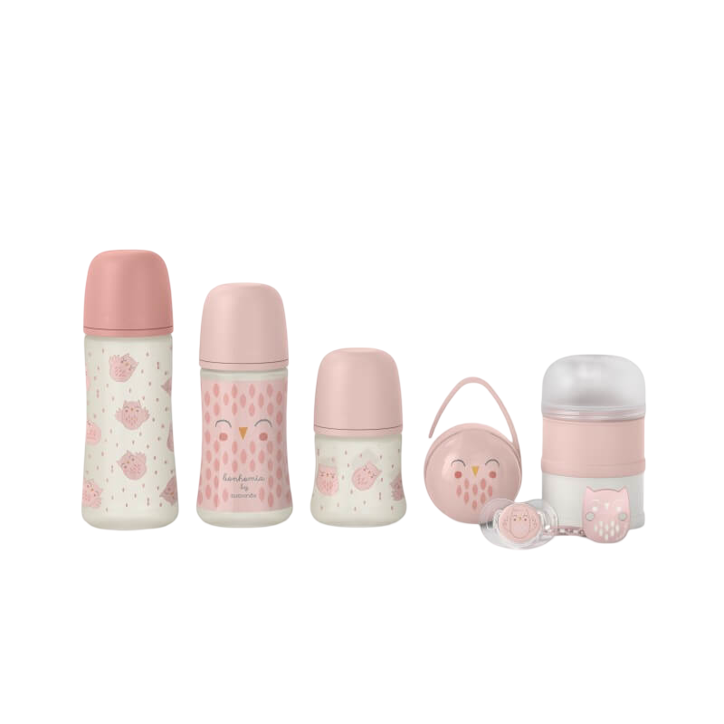 Suavinex Welcome Baby Gift Set 7 Pieces - Bonhomia Owl Pink