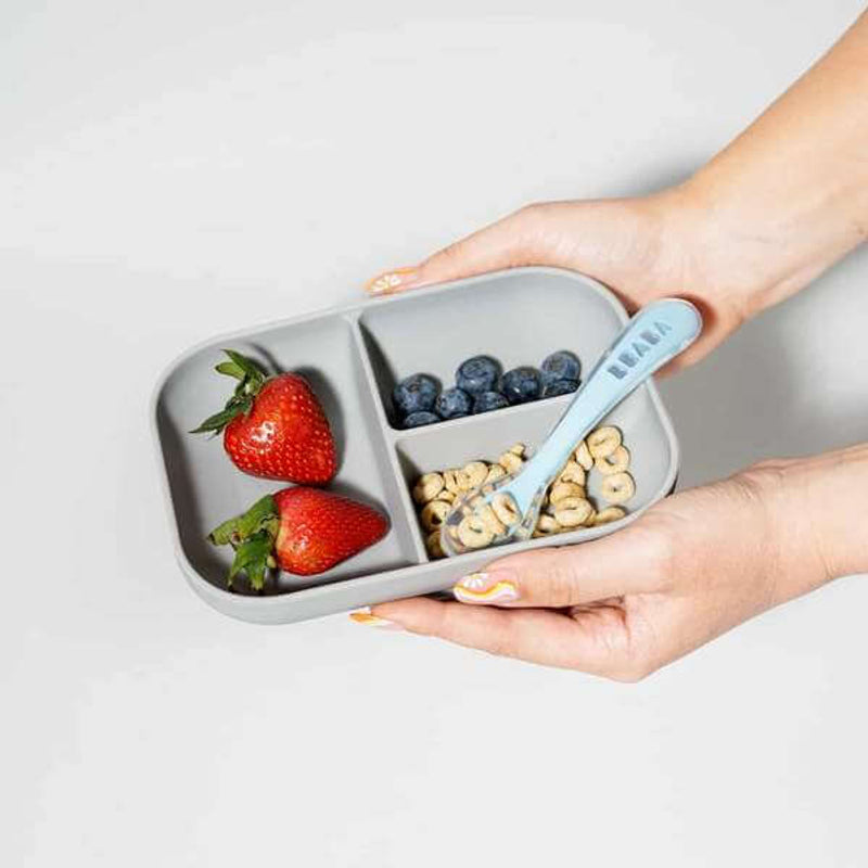 Beaba Divided Silicone Plate and Spoon Set