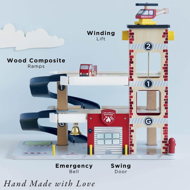 Le Toy Van Fire & Rescue Wooden Garage
