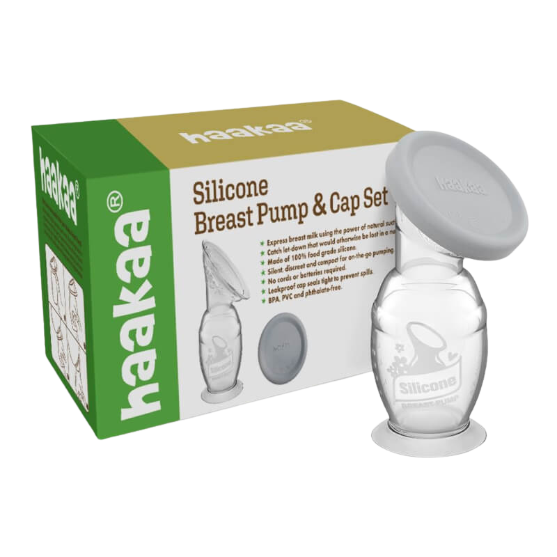Haakaa Generation 2 Silicone Breast Pump & Cap Set 100ml - Grey