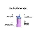 Hydro Flask Kids Wide Mouth Straw Lid with Boot Insulated Water Bottle - 12 Oz - Anemone