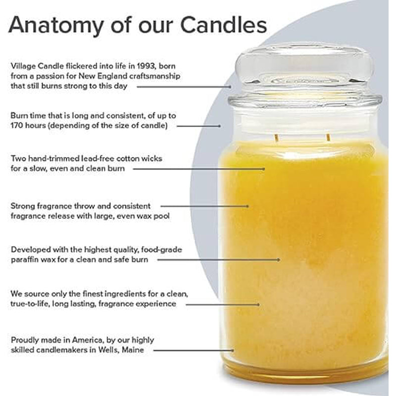 Village Candle Large Glass Apothecary Jar 26oz - Pure Linen