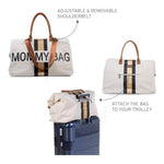 Childhome Mommy Nursery Bag - Off White Stripes Black/Gold