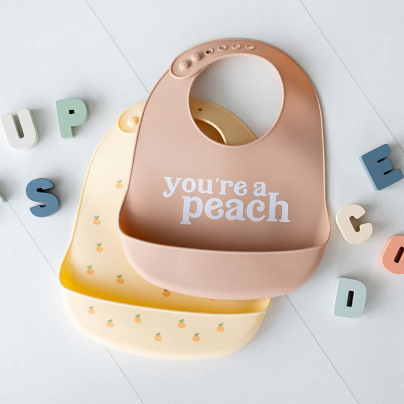 Pearhead Silicone Bib - You're a Peach - 2-Pack