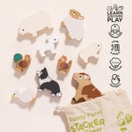 Le Toy Van Stacking Farmyard Animals & Bag