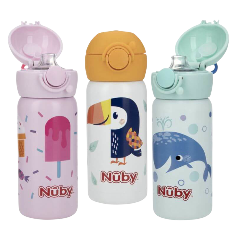 Nuby Stainless Steel Sport Bottle Spout with Push Button Cap 300ml