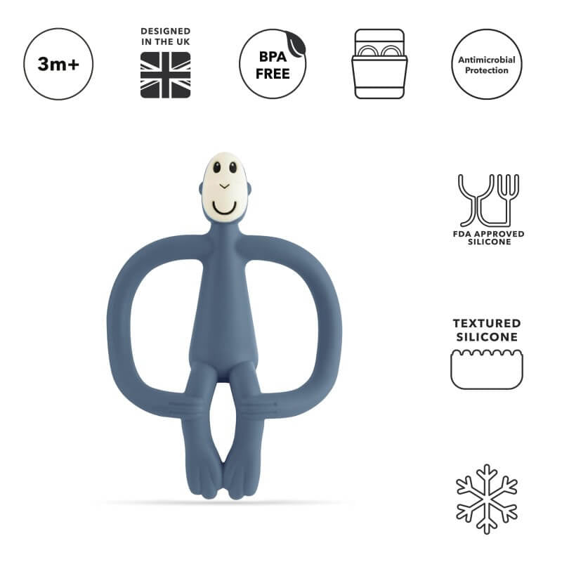 Matchstick Monkey Original Teething Toy With Tail - Airforce Blue