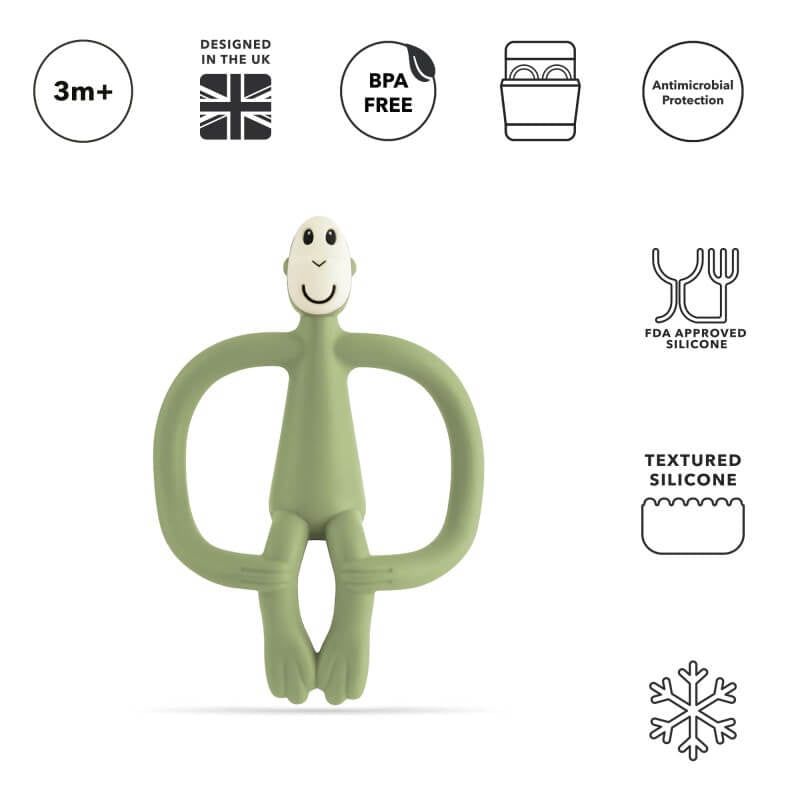 Matchstick Monkey Original Teething Toy With Tail - Olive