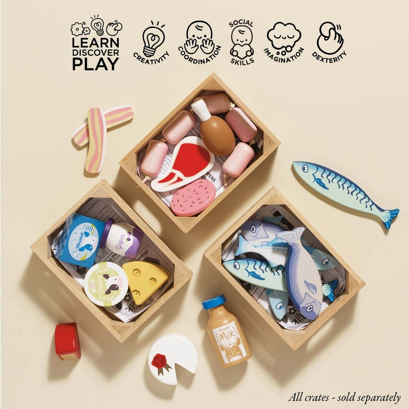 Le Toy Van Wooden Market Crate - Cheese & Dairy